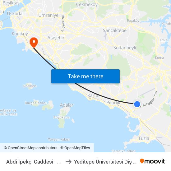 Abdi İpekçi Caddesi - Pendik  133k Yönü to Yeditepe Üniversitesi Diş Hekimliği Fakültesi map