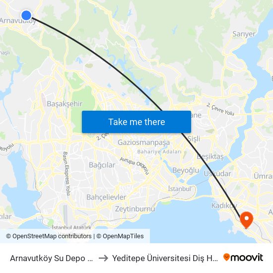 Arnavutköy Su Depo / Bolluca Yönü to Yeditepe Üniversitesi Diş Hekimliği Fakültesi map