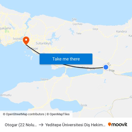 Otogar (22 Nolu Peron) to Yeditepe Üniversitesi Diş Hekimliği Fakültesi map