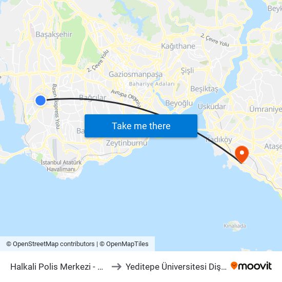 Halkali Polis Merkezi  - Kss Hastanesi Yönü to Yeditepe Üniversitesi Diş Hekimliği Fakültesi map