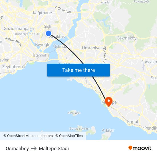 Osmanbey to Maltepe Stadı map