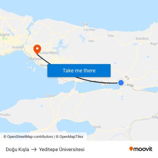 Doğu Kışla to Yeditepe Üniversitesi map