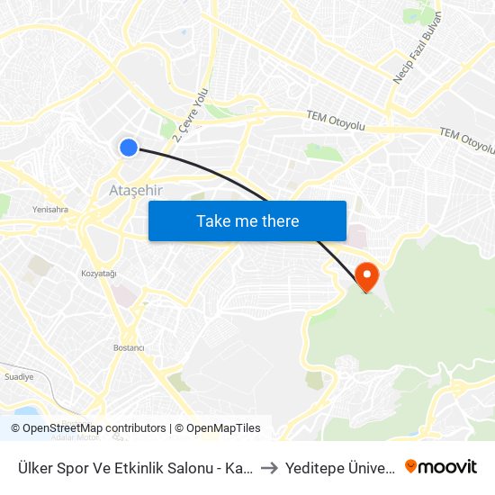 Ülker Spor Ve Etkinlik Salonu - Kadiköy Yönü to Yeditepe Üniversitesi map