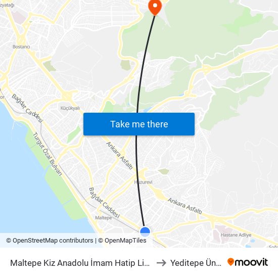Maltepe Kiz Anadolu İmam Hatip Lisesi - Pendik 17 Yönü to Yeditepe Üniversitesi map