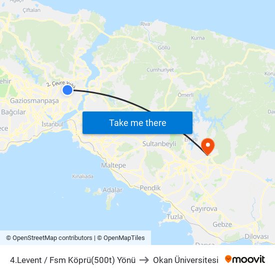 4.Levent / Fsm Köprü(500t) Yönü to Okan Üniversitesi map
