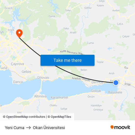 Yeni Cuma to Okan Üniversitesi map