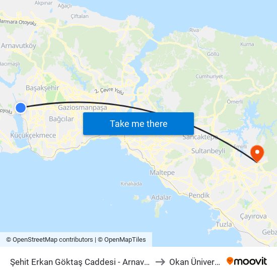 Şehit Erkan Göktaş Caddesi - Arnavutköy Yönü to Okan Üniversitesi map