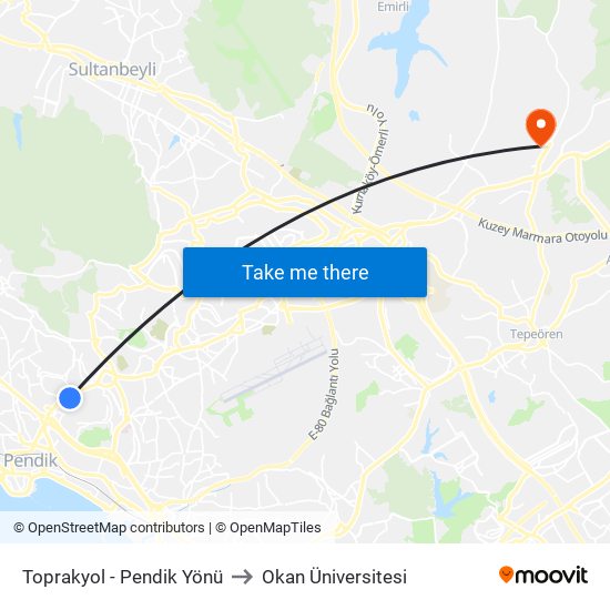 Toprakyol - Pendik Yönü to Okan Üniversitesi map