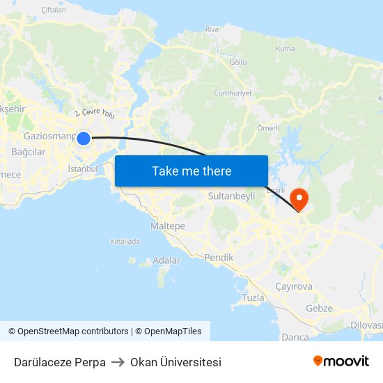 Darülaceze Perpa to Okan Üniversitesi map