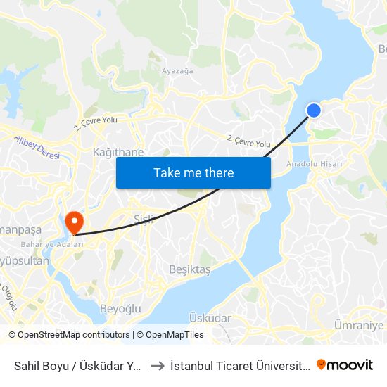 Sahil Boyu / Üsküdar Yönü to İstanbul Ticaret Üniversitesi map