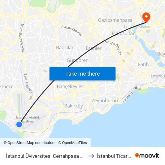 İstanbul Üviversitesi Cerrahpaşa Tip Fakültesi - Sondurak Yönü to İstanbul Ticaret Üniversitesi map