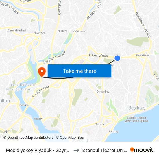 Mecidiyeköy Viyadük - Gayrettepe Yönü to İstanbul Ticaret Üniversitesi map