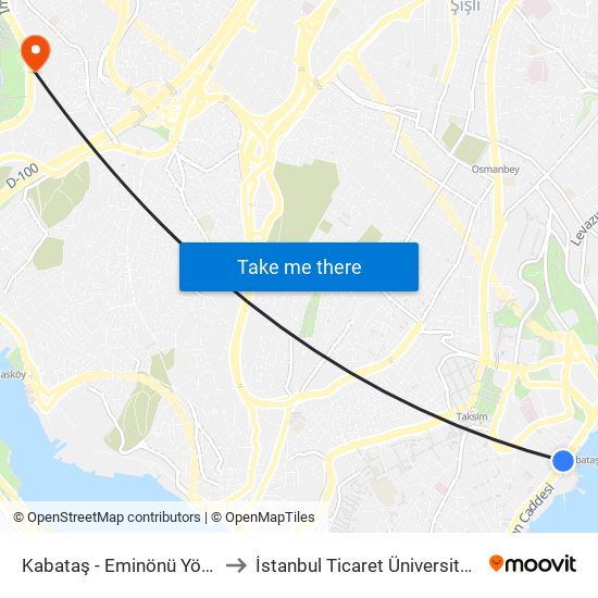 Kabataş - Eminönü Yönü to İstanbul Ticaret Üniversitesi map