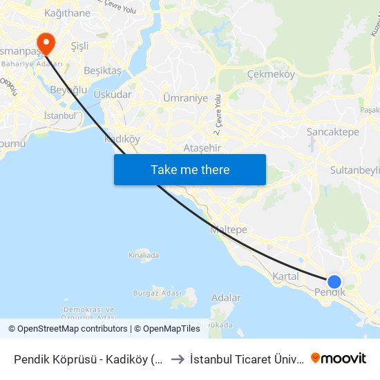 Pendik Köprüsü - Kadiköy (E-5) Yönü to İstanbul Ticaret Üniversitesi map