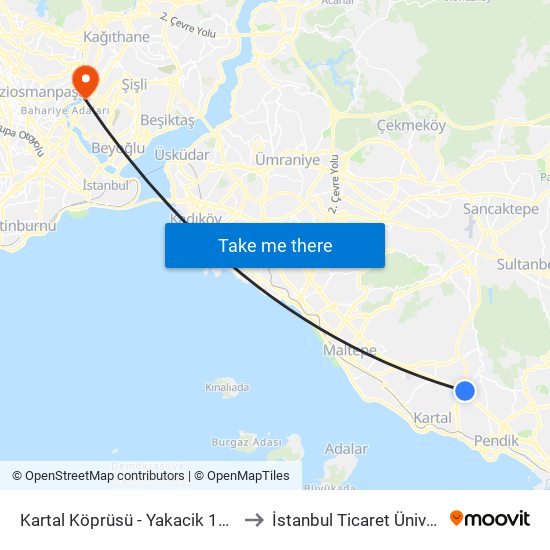 Kartal Köprüsü - Yakacik 132s Yönü to İstanbul Ticaret Üniversitesi map