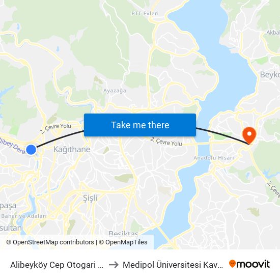 Alibeyköy Cep Otogari - Hasdal Yönü to Medipol Üniversitesi Kavacık Yerleşkesi map