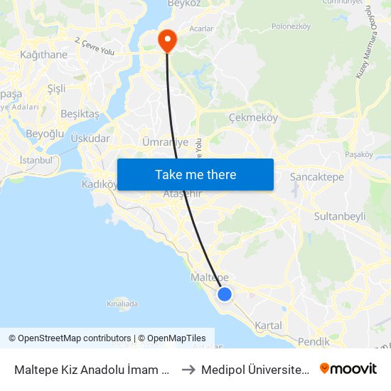 Maltepe Kiz Anadolu İmam Hatip Lisesi - Pendik 17 Yönü to Medipol Üniversitesi Kavacık Yerleşkesi map