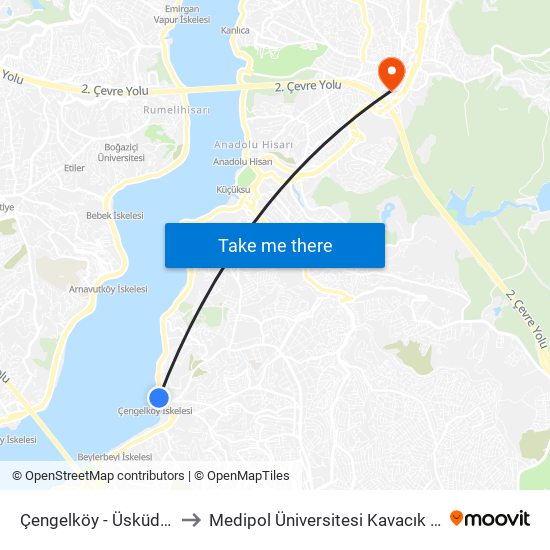 Çengelköy - Üsküdar Yönü to Medipol Üniversitesi Kavacık Yerleşkesi map