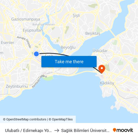 Ulubatlı / Edirnekapı Yönü to Sağlık Bilimleri Üniversitesi map