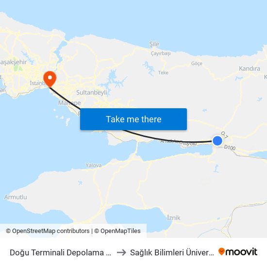 Doğu Terminali Depolama Alanı 1 to Sağlık Bilimleri Üniversitesi map