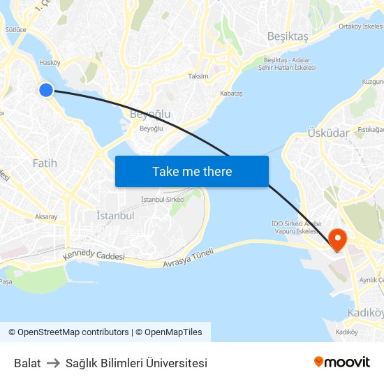 Balat to Sağlık Bilimleri Üniversitesi map