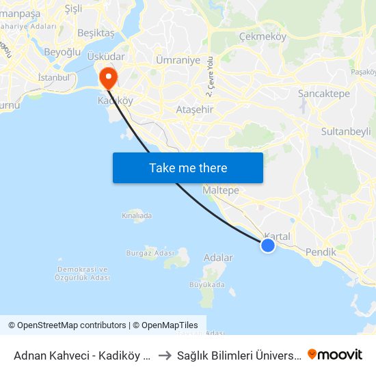 Adnan Kahveci - Kadiköy Yönü to Sağlık Bilimleri Üniversitesi map