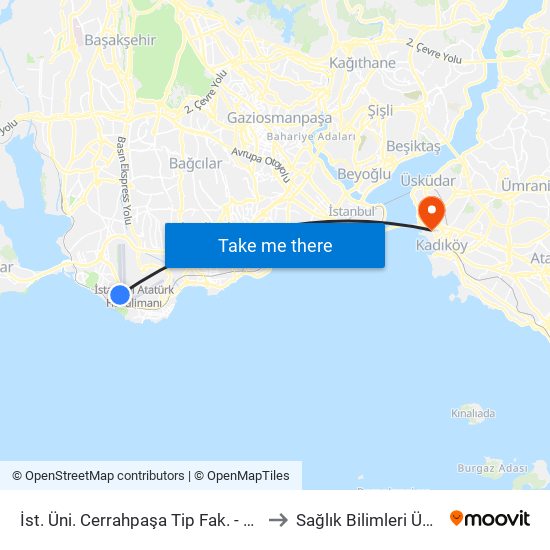 İstanbul Üviversitesi Cerrahpaşa Tip Fakültesi - Sondurak Yönü to Sağlık Bilimleri Üniversitesi map