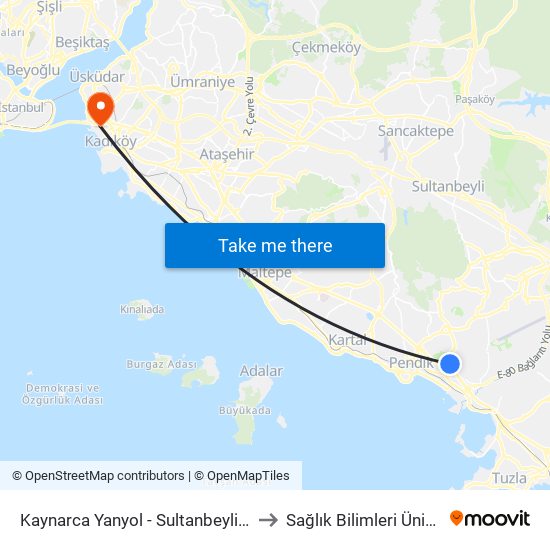 Kaynarca Yanyol - Sultanbeyli 132v Yönü to Sağlık Bilimleri Üniversitesi map