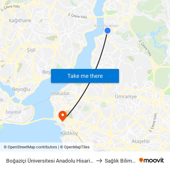 Boğaziçi Üniversitesi Anadolu Hisari Kampüsü - Kavacik Köprüsü 15n Yönü to Sağlık Bilimleri Üniversitesi map
