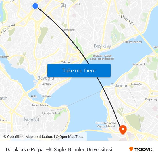 Darülaceze Perpa to Sağlık Bilimleri Üniversitesi map