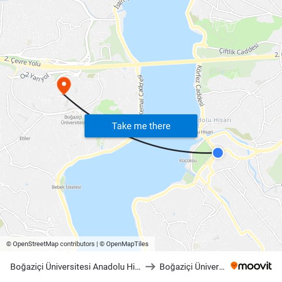 Boğaziçi Üniversitesi Anadolu Hisari Kampüsü - Kavacik Köprüsü 15n Yönü to Boğaziçi Üniversitesi Kuzey Yerleşkesi map