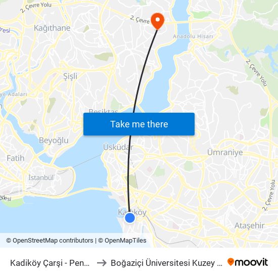 Kadiköy Çarşi - Pendik Yönü to Boğaziçi Üniversitesi Kuzey Yerleşkesi map