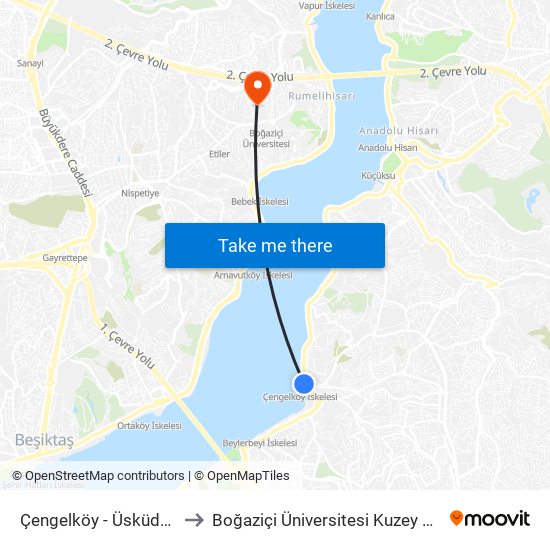 Çengelköy - Üsküdar Yönü to Boğaziçi Üniversitesi Kuzey Yerleşkesi map