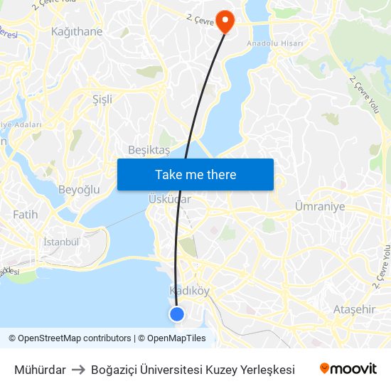 Mühürdar to Boğaziçi Üniversitesi Kuzey Yerleşkesi map