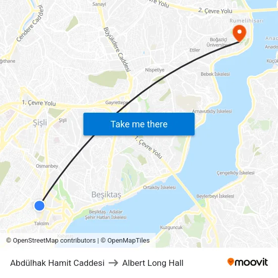 Abdülhak Hamit Caddesi - Taksim Yönü to Albert Long Hall map