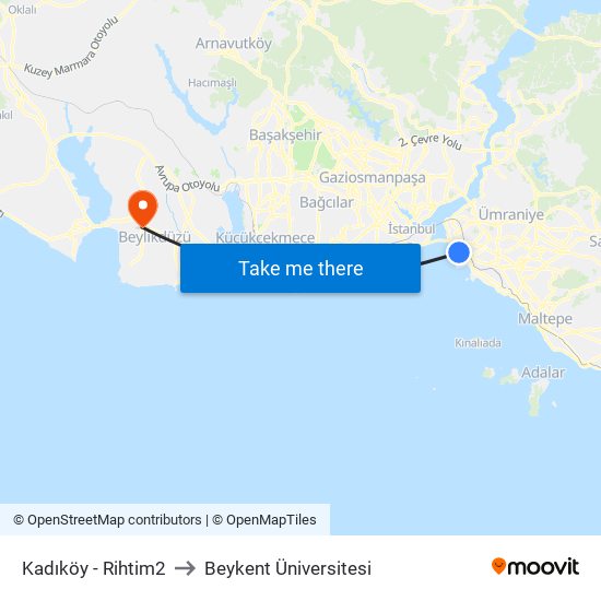 Kadıköy - Rihtim2 to Beykent Üniversitesi map