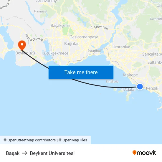 Başak to Beykent Üniversitesi map