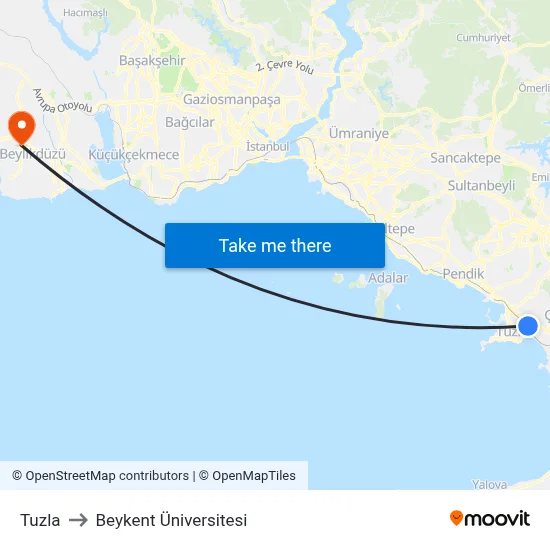 Tuzla to Beykent Üniversitesi map