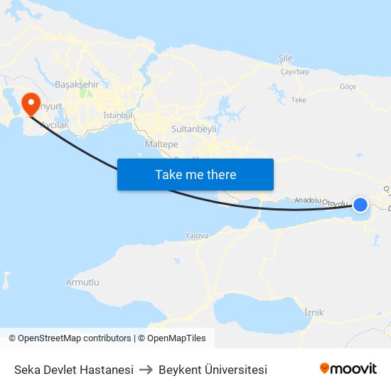 Seka Devlet Hastanesi to Beykent Üniversitesi map