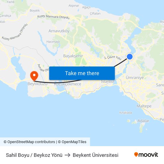 Sahil Boyu / Beykoz Yönü to Beykent Üniversitesi map