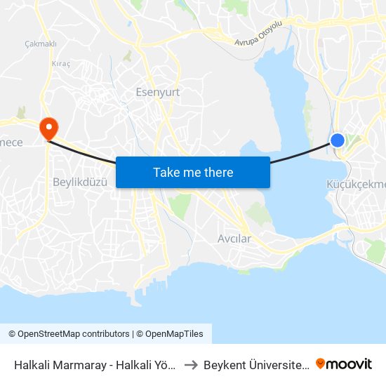 Halkali Marmaray - Halkali Yönü to Beykent Üniversitesi map