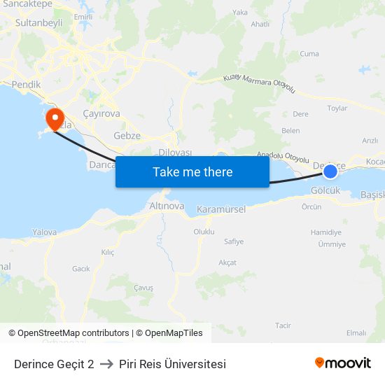 Derince Geçit 2 to Piri Reis Üniversitesi map