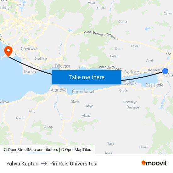 Yahya Kaptan to Piri Reis Üniversitesi map