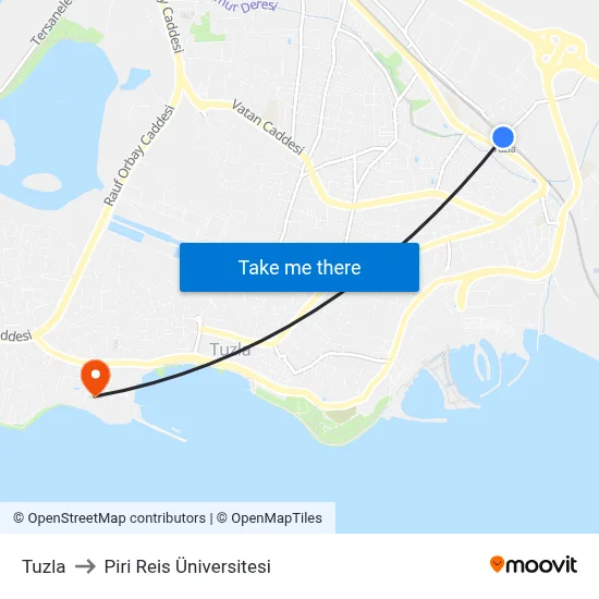 Tuzla to Piri Reis Üniversitesi map