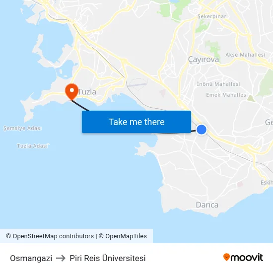 Osmangazi to Piri Reis Üniversitesi map