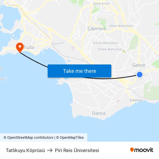 Tatlıkuyu Köprüsü to Piri Reis Üniversitesi map