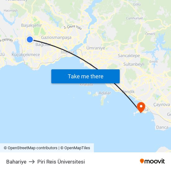 Bahariye to Piri Reis Üniversitesi map
