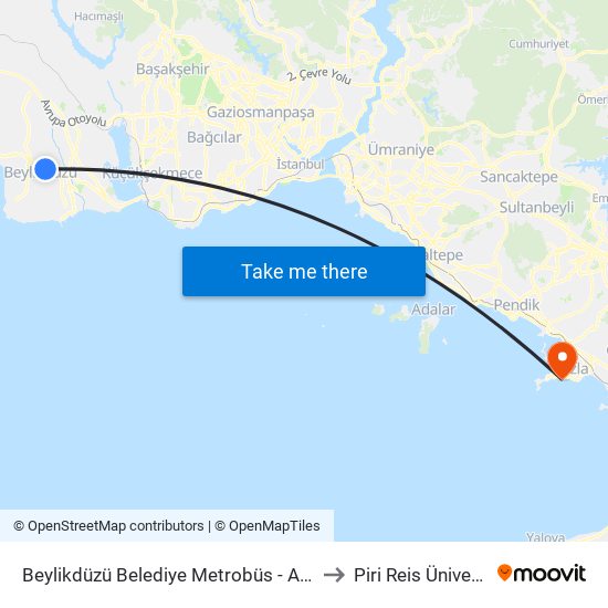 Beylikdüzü Belediye Metrobüs - Avcilar Yönü to Piri Reis Üniversitesi map