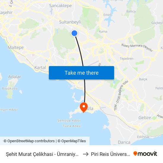 Şehit Murat Çelikhasi - Ümraniye Yönü to Piri Reis Üniversitesi map