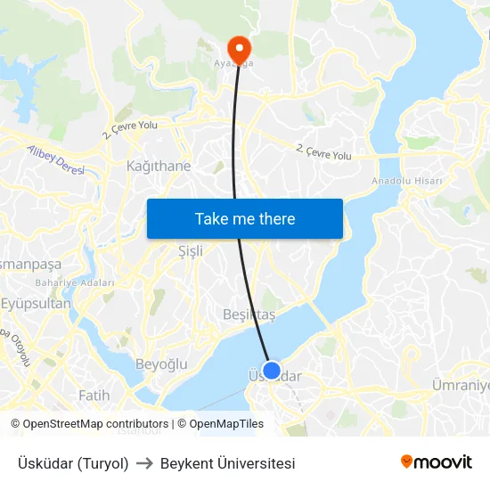 Üsküdar (Turyol) to Beykent Üniversitesi map